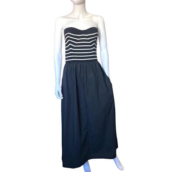 Universal Thread Strapless Maxi Dress Women XXL Black & White Stripe Relaxed Fit - Picture 1 of 5